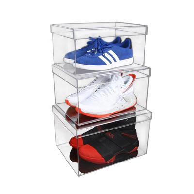 China Recycled Materials Clear Shoe Storage Box Custom Acryl Sneaker Box for sale