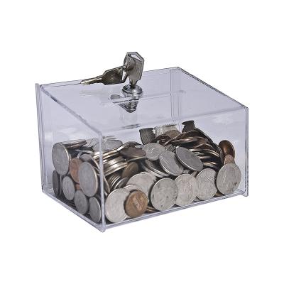 China Luxury Clear Coin Money Holder Box With Lock Acrylic Piggy Bank for sale