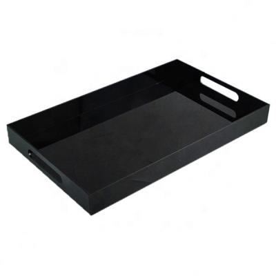 China Black Lucite Acrylic Serving Tray With Handle Factory Custom Different Size Acrylic Tray for sale