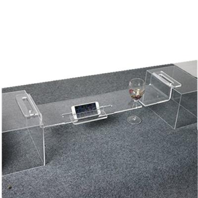 China Factory Wholesale Acrylic Tub Caddy With Wine Holder Tub Shelf For Shower for sale