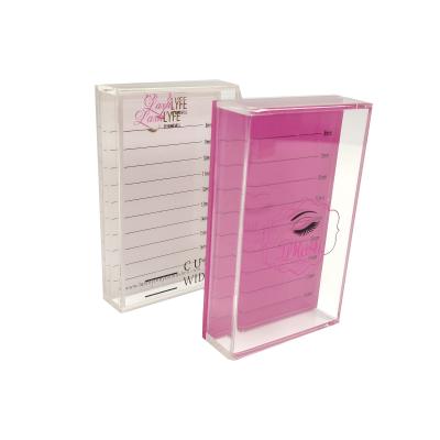 China Wholesale Hot Pink Acrylic Case Lash Box With Cover Factory Hot Simple Eyelash Case for sale