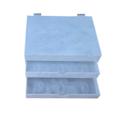 China Factory Wholesale White Marble Lash Display Box 3 Tiles Acrylic Eyelash Case for sale