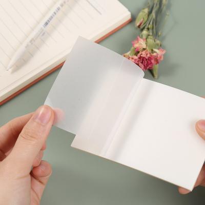 China Low MOQ Stationery Clear White Custom Waterproof Sticky Sticky Note Pad Self Adhesive PET for sale