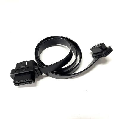 China All Cars Custom Auto Connector Flat Cable Adapter OBD 2 OBD II Male To Female Extension Splitter Scanner Diagnostic Cable for sale