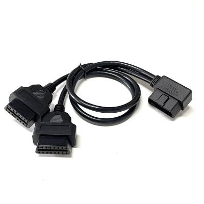 China All Car OBD To OBD Universal Cable Launch 16 Pin OBD Scan Connector PC Read Extension OBDii Y Cable Splitter For Car for sale