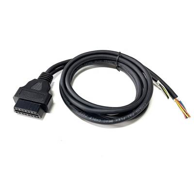 China All Cars DIY OBD Universal OBD2 Power Cable Adapter End 16 Pin OBDii Serial Cable For Old Cars for sale