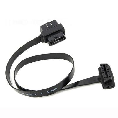 China All Cars High Quality OBD 16 Pin Splitter Car Diagnostic Cable Low Profile Ribbon Flat Connector OBD2 Port Extension Cable Adapter for sale