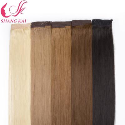 China Wholesale Good Quality 100% Natural Straight Human Hair Double Drawn Halo Hair Extensions For Woman for sale