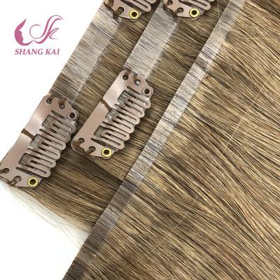 China Straight Seamless Invisible Clip In Extensions Salon Grade 100% Human Remy Hair Extensions for sale