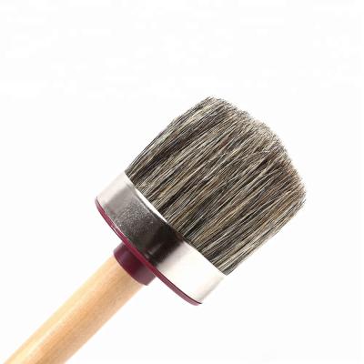 China Natural Hog Hair Round Paint Brush With Custom Private Label for sale