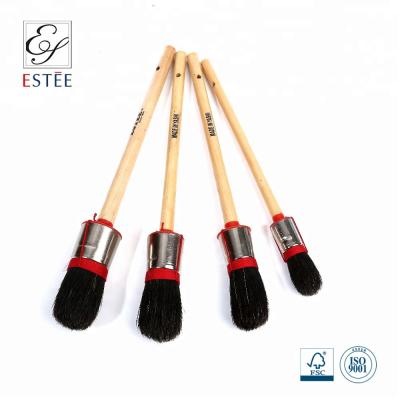 China Wooden Handle Round Paint Brush Set With Custom Logo for sale