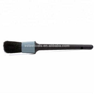 China Cleaning Tools Black Round Boar Hair Car Detailing Cleaning Brush for sale