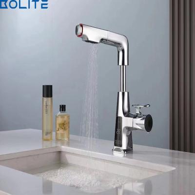 China Electric Faucets Chrome Plated Polished Kitchen Faucet Kitchen Sink Faucet Digital Pull-Down Kitchen Faucet for sale