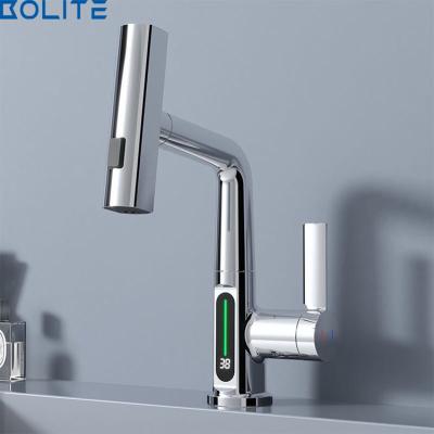 China Electric Faucets Constant Temperature Digital Display Smart Faucet For Tempered Glass Bathroom Sink for sale