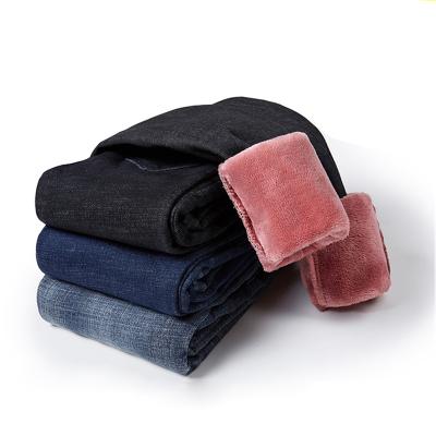 China Color Fade Proof Comfortable And New Fashion Thick Slim Woolen Women'S Winter Warm Skinny Jeans for sale