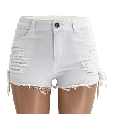 China Breathable High Waisted Clubwear Summer Shorts Women Ripped Jeans Denim Shorts for sale