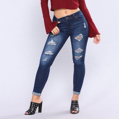 China NEW Fashion Fade Proof Color Jeans Women Skinny Denim Pants High Waist Jeans Women Ripped Jeans Women Pants for sale