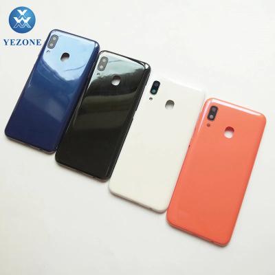 China Plastic Battery Case Cover Rear Door Housing Back Case For Samsung A20E A202F Camera Frame Lens Battery Cover With Logo for sale