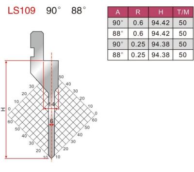 Cina LS109 90 gradi Amada Press Brake Straight Punch per la piegatura di lamiere metalliche in vendita