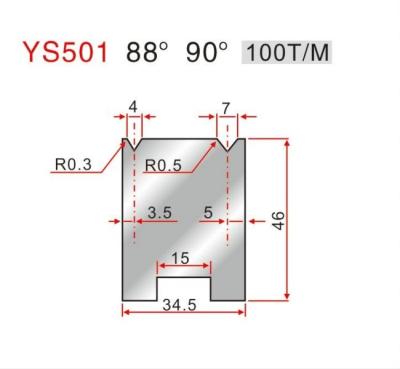 China YS501 Freno de prensado CNC 2V Matriz para la máquina de flexión hidráulica Hoja de prensado de freno herramienta en venta