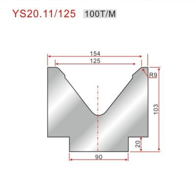 중국 YS20.11/125 프레스 브레이크 다이 125mm V 개척 및 42Crmo 폼 재료 판매용