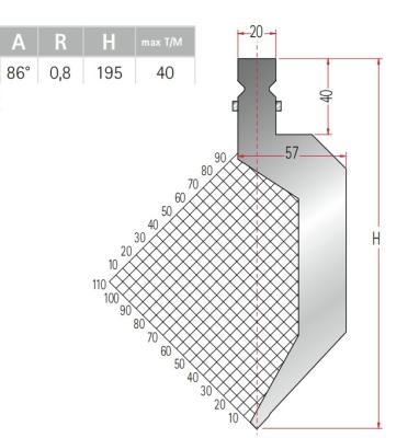 China Herramienta de freno de presión de punción de tipo Trumpf con anchura 57 mm en venta