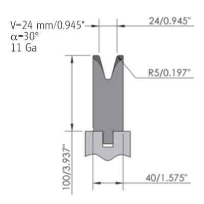 China Wiel Type Single V Die Press Brake Die Voor Hydraulische Press Brake Te koop