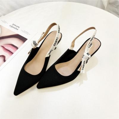 China Summer Hot Luxury Cd Fashion Trend Selling Brands Designer Famous Slide Heeled Sandals Knit Back Strap Rubber Women's Sandals for sale