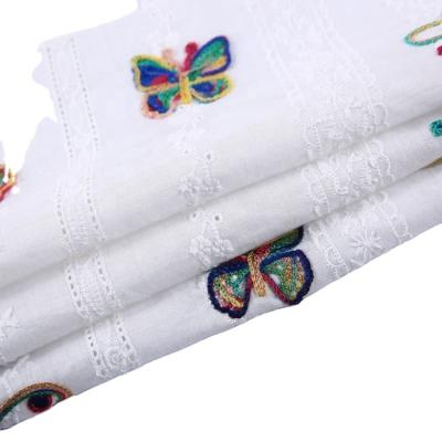 China White butterfly woven plain style custom embroidery cotton fabric for wedding dresses for sale