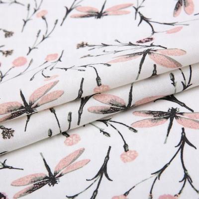 China 55% linen 45% viscose woven white flower liberty custom digital print fabric guangzhou for shirt for sale