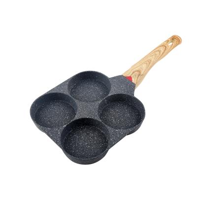 China Hot Selling Traditional 4 Holes Mini Square Foil Non-stick Round Egg Pancake Flat Frying Pan for sale