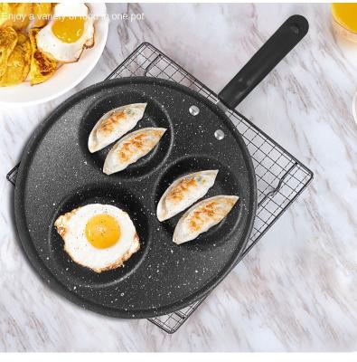 China New Minimalist Style Professional 3 Holes Non Iron Stick Pan Cooking Frying Pan For Eggs for sale