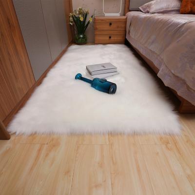 China Wholesale Soft Long Fluffy Hair Artificial Wool Suede Fabric Mat Sheepskin Faux Fur Carpet Acrylic Blanket for sale