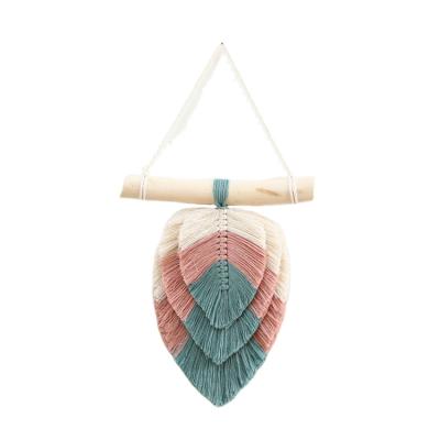 China 100% Colorful Macrame Home Decor Boho Cotton Leaf Hangings Woven By Handmade Wholesaler For Bedroom Living Room for sale