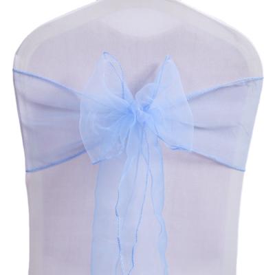 China Single Pink Baby Blue Disposable Pre Tied Sash Chair For Decorative Wedding for sale