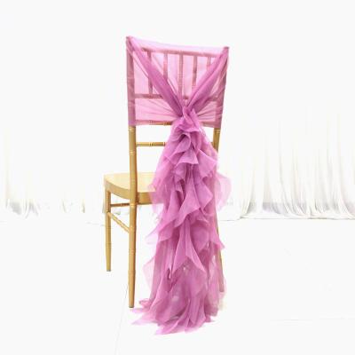 China Disposable Wedding Chair Sash Stretch Satin Bow Plain Dyed Rustic Chiffon Chiavari Chair Cover For Wedding for sale