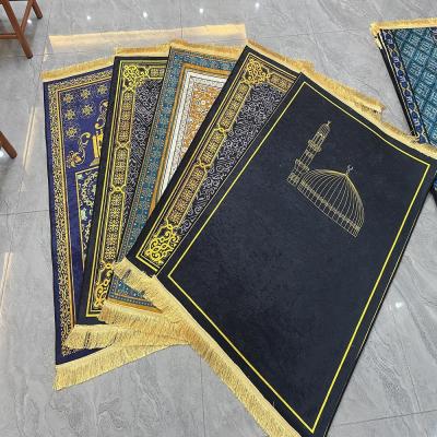 China Wholesale Best Quality Ramadan Thick Madinah Muslim Travel Washable Kids Polyester Prayer Blanket Mat Gift Set for sale