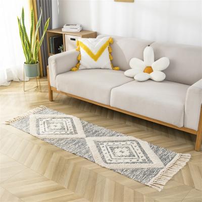 China Boho Handmade Washable Custom Made Moroccan Cotton Print Picnic Living Room Area Rugs Adorning Rugs for sale