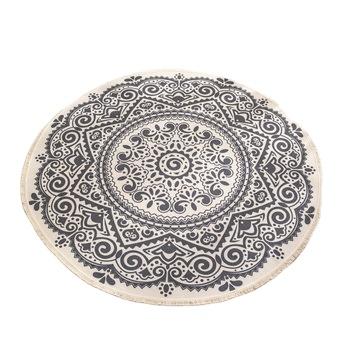 China Circle Washable Custom Hand & Woven Printed Bohemian Mandala Printed Kids Rug Carpet For Tassel Cotton Room for sale