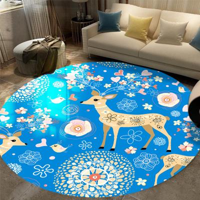 China Custom Nordic Christmas Washable 3d Round Printed Kids Floor Mat And Tree Felt Play Mat For Living Room Blanket for sale