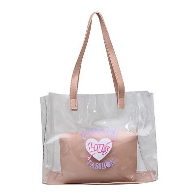 China Wholesale Unisex Clear Beach Handbag Shoulder PVC Fashion Totes Clear Handbag for sale