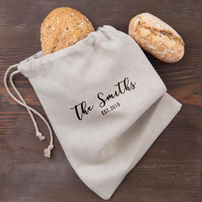 China Rope Handle Breads Storage Cotton Canvas Clamps Food Bag Medium Large Size Printing Logo Bread Bags Custom Reusable Washable Eco Friendly for sale