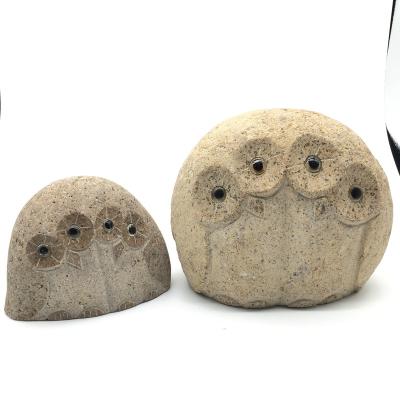 China China Wholesale Retail Garden Outdoor Carving Ornaments Natural River Pebble Paving Stone Hand Carved Flower Cutting Machining Owl for sale