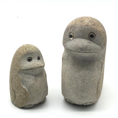 China China Wholesale Retail Garden Accessories Outdoor River Pebble Stone Carving Natural Hand Carving Crane Penguin Hedgehog Seven Star L for sale