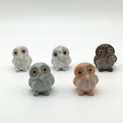 China China Decoration Indoor Table Ornaments Marble Parent-child Owl Bird Animal Sculpture Crafts Twigs Decoration for sale