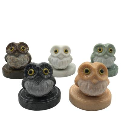 China China Decoration Indoor Table Ornaments Marble Parent-child Owl Bird Animal Sculpture Crafts Twigs Decoration for sale