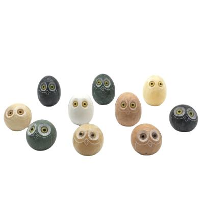 China China Decor Table Ornament Mini Stone Handicrafts Marble Round Indoor Egg Shaped Owl Frog for sale