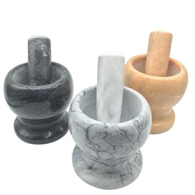 China China Marble Hand Carved Garlic Pounder Mortar With Pestle Stone Home Decoration Creative Gifts Stone Crafts for sale