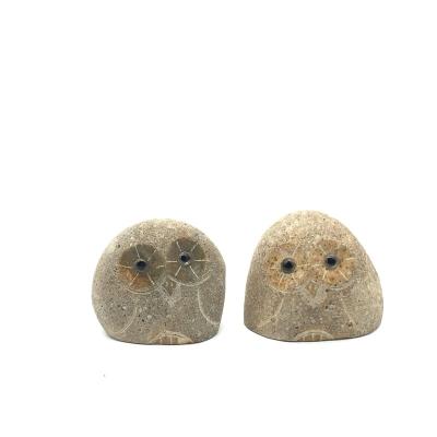 China China Wholesale Retail Garden Outdoor Carving Ornaments Natural River Pebble Paving Stone Hand Carved Owl And Animal Statues for sale