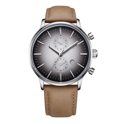 China Power Reserve Popular Design OEM Men's Chronograph Leather Custom Watch for sale